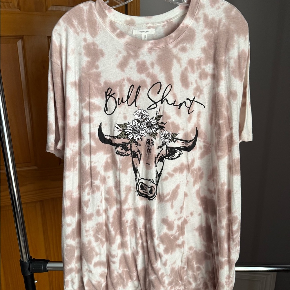 Maurices Pink and White Tie-Dye T-Shirt